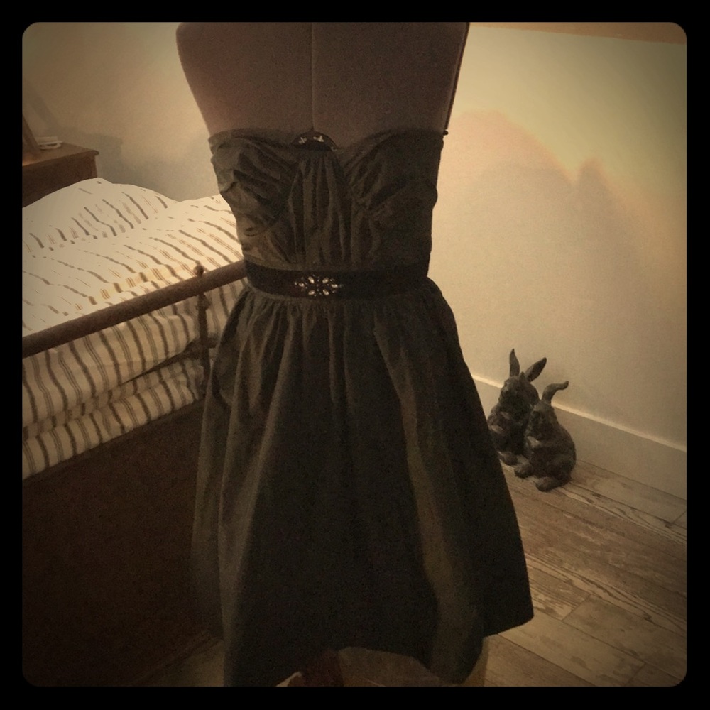 Black strapless cocktail dress